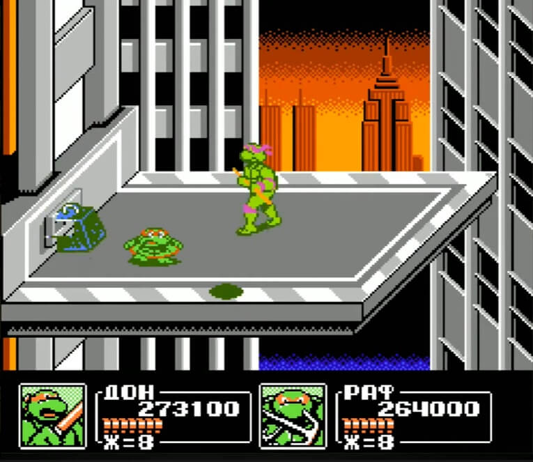 Teenage Mutant Ninja Turtles III – Manhattan Project - геймплей игры Dendy\NES